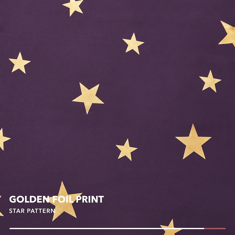 Gold Star Foil Room Darkening Curtains for Kids 2 Panels