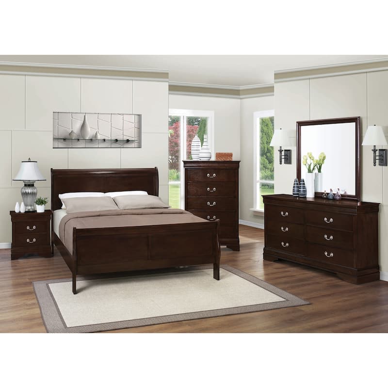 Graffenstaden Cappuccino 4-piece Bedroom Set with 2 Nightstands and Dresser - Full
