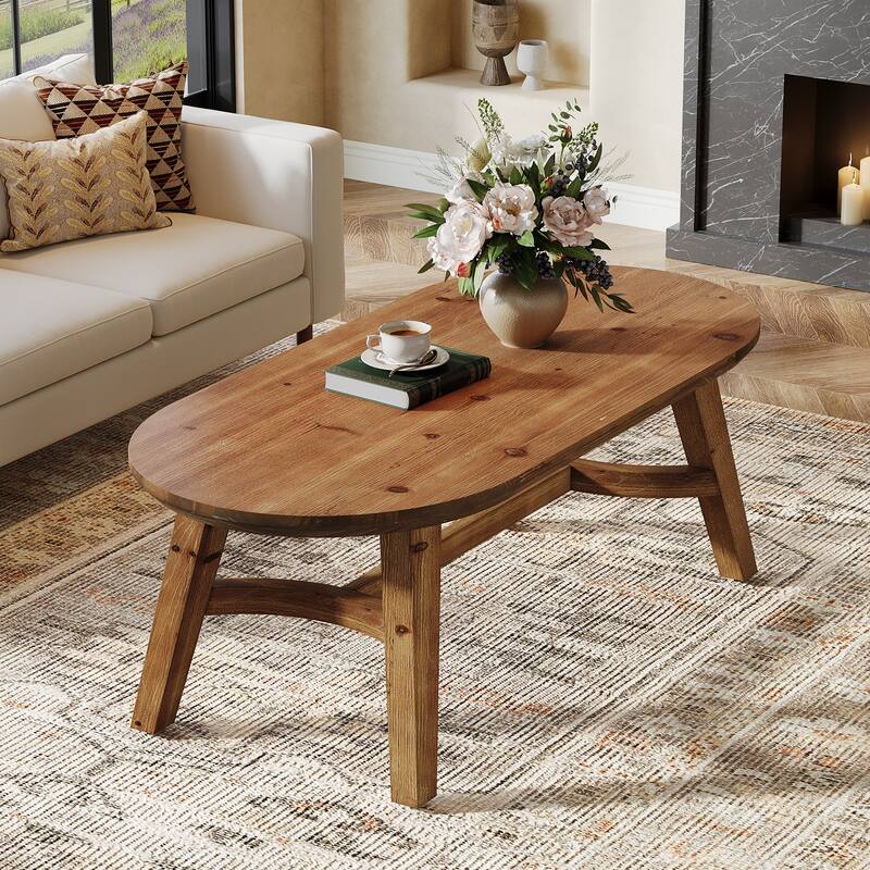 47.24-Inch Farmhouse Solid Wood Coffee Table