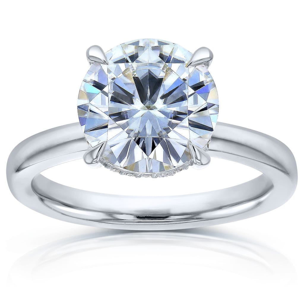 Kobelli Sunset Line 4.1 Carats Lab Grown Diamond Certified Solid Platinum Round Floating Drape Halo Verona Ring