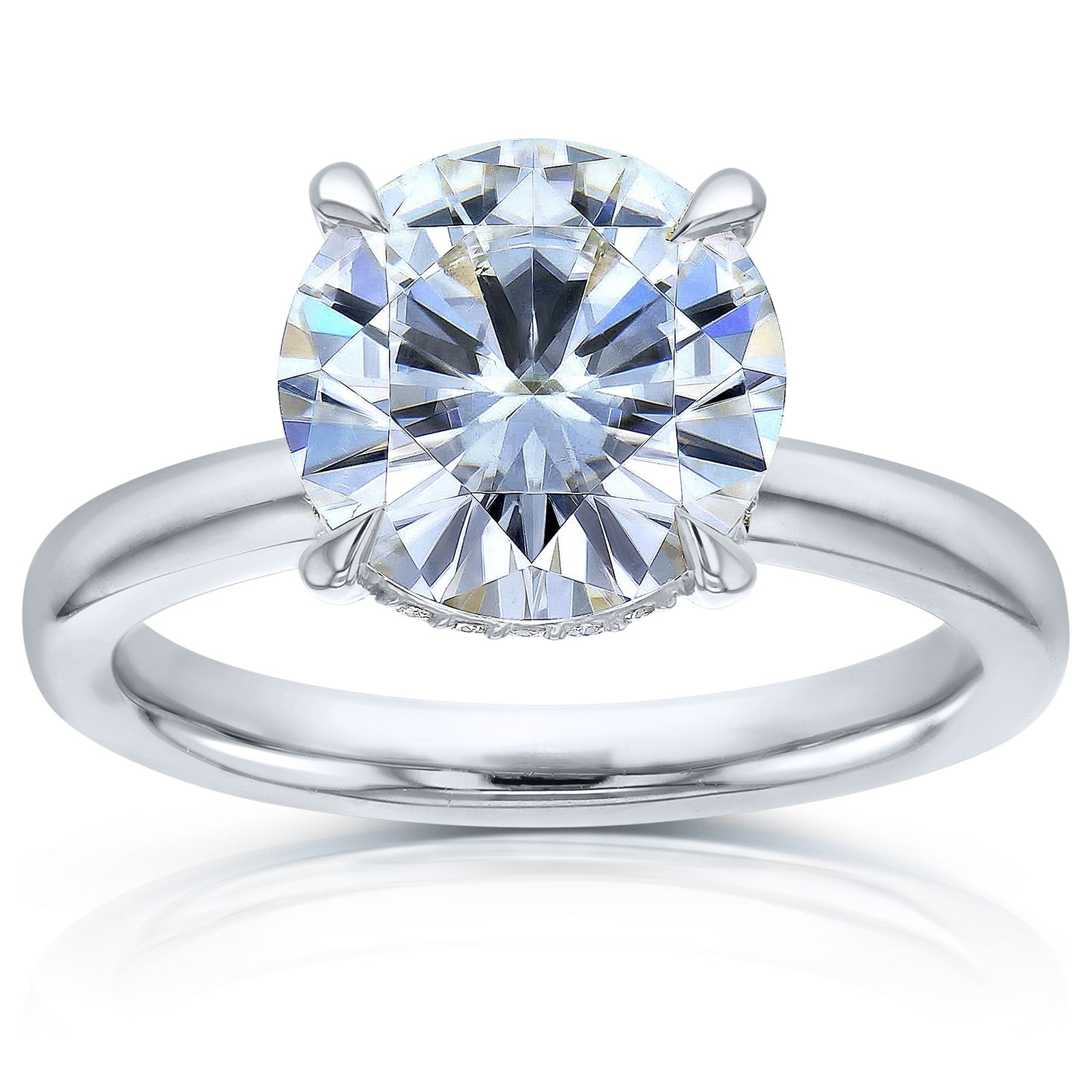 Kobelli Sunset Line 4.1 Carats Lab Grown Diamond Certified Solid Platinum Round Floating Drape Halo Verona Ring
