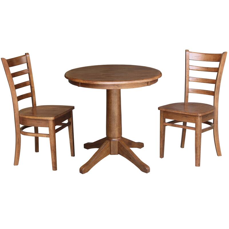 30" Round Top Pedestal Table with 2 Emily Chairs - 3 Piece Set