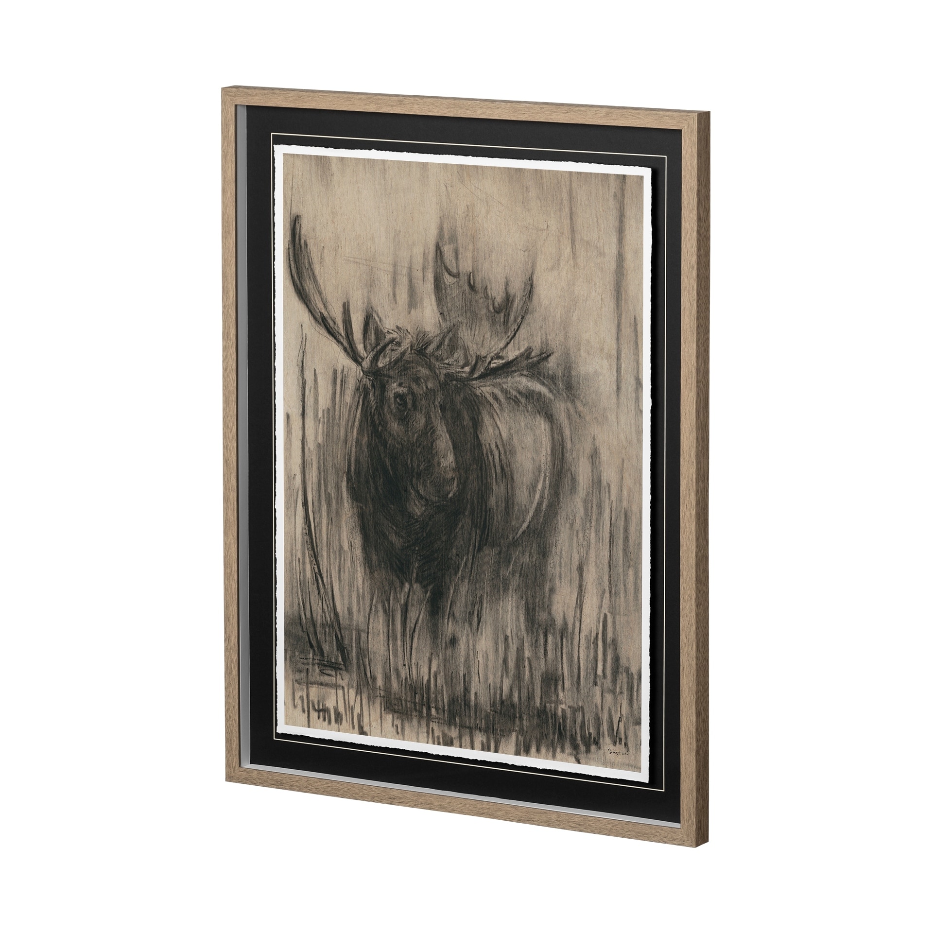 Bear & Moose I by Mercana Studio a Hand Embellished Textured Framed Art Print Matted under Glass