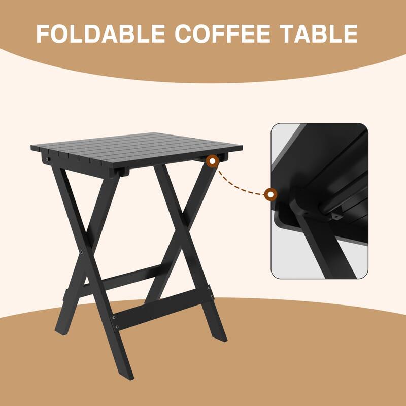 VEIKOUS 3-Piece Outdoor Rocking Chair Set with Folding Table for Patio and Porch