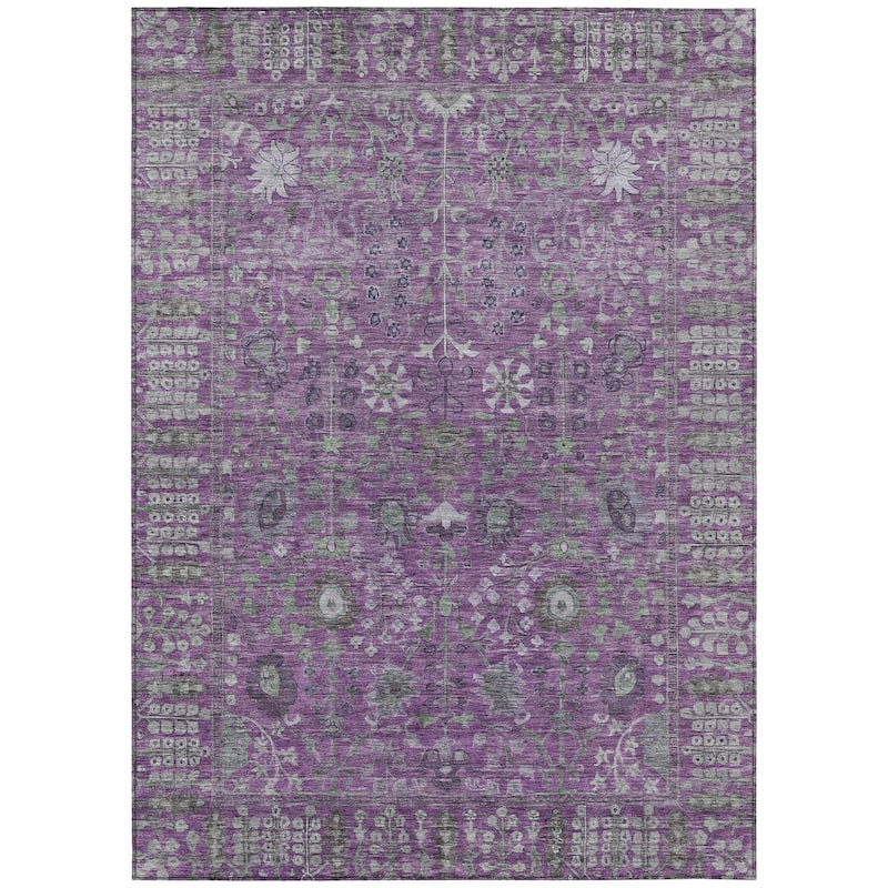 Machine Washable Indoor/ Outdoor Traditional Classic Chantille Rug