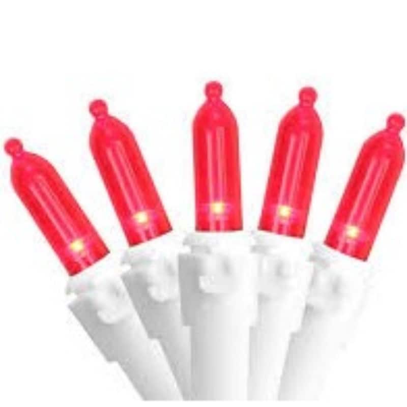 50 LED Mini Christmas Lights - 16.25 ft White Wire - 16.25'