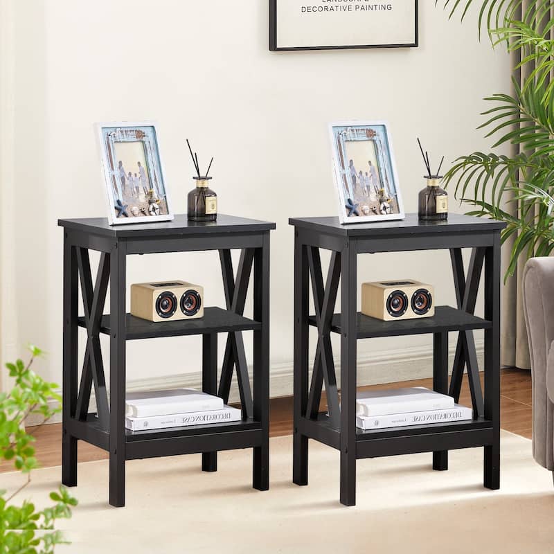 VECELO 3 Piece Bedroom Set Platform Bed Frame and Nightstands Set of 2