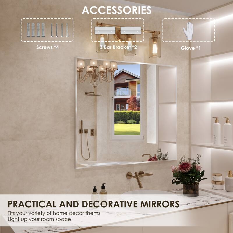 QuivaraView Wall Mounted Aluminum Frame Bathroom Vanity Mirror