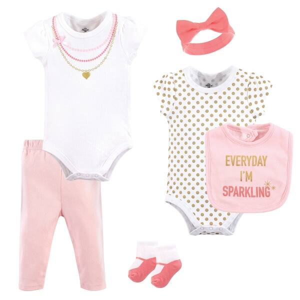 slide 1 of 1, Little Treasure Baby Girl Layette 6-Piece Set, Sparkling 0-3 Months - Sparkling