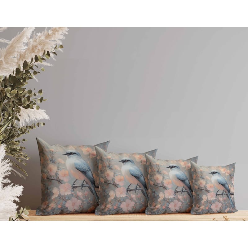 Floral Guest Indoor/Outdoor Reversible Throw Pillow Teal and Pink