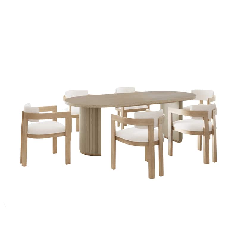 Christopher Knight Home - Lincoln Rubberwood Frame with Upholstered Seat 7 Piece Dining Set