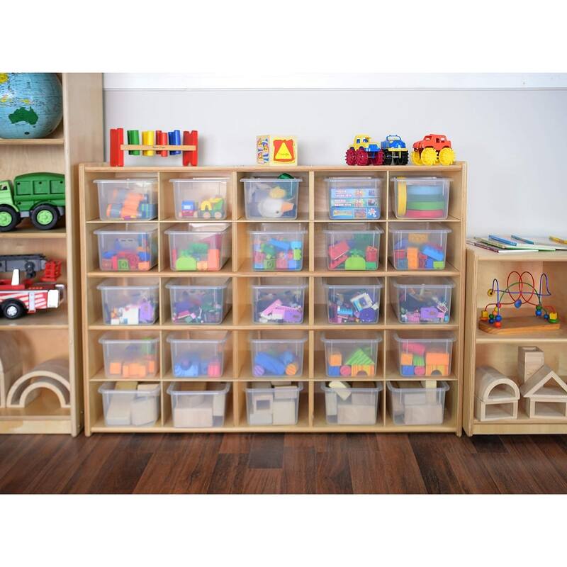 Contender 25 Cubby Storage Cabinet with Assorted Pastel Trays, Kids Toy Storage Organizer for Art and Craft Supplies