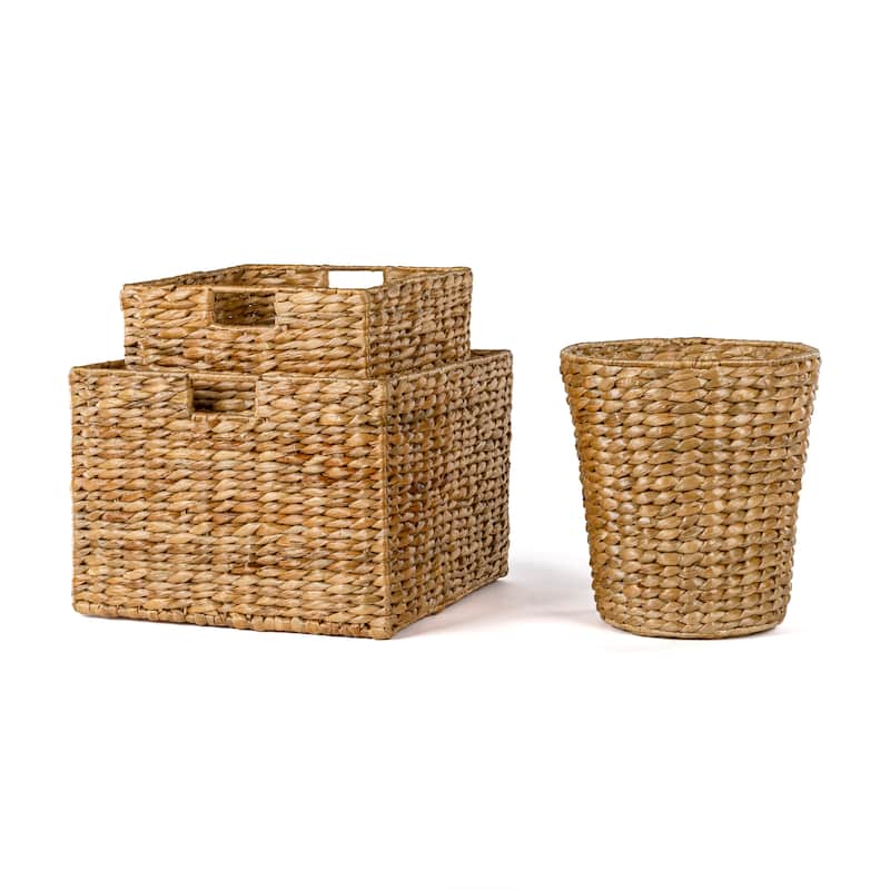 happimess Traditional Assorted Hand-Woven Hyacinth/Iron Baskets, (Set of 10)