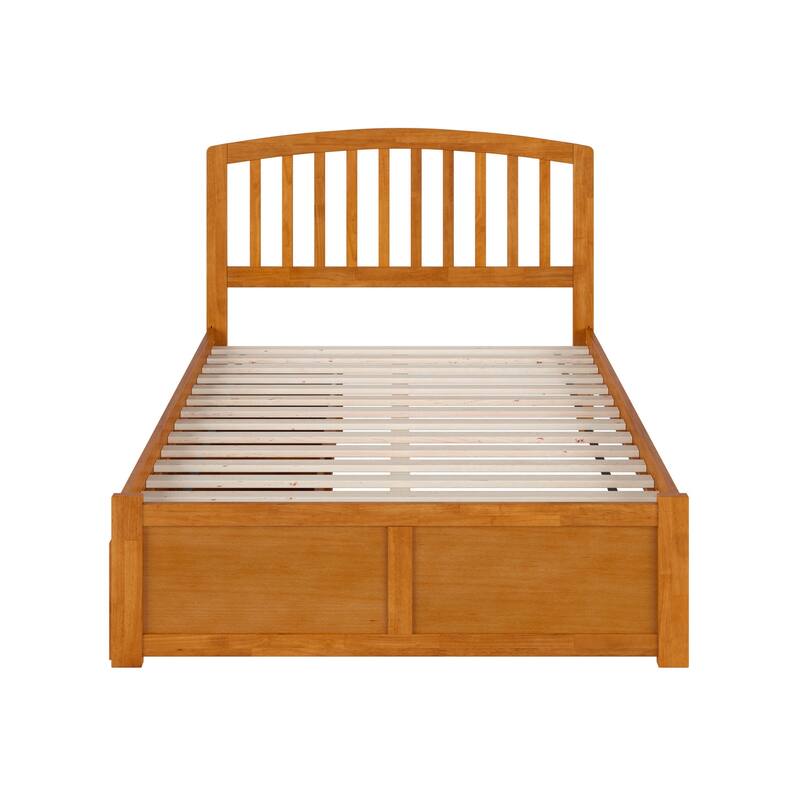 Rustic Wood Platform Bed with Footboard & Storage - Full Size Bed Frame