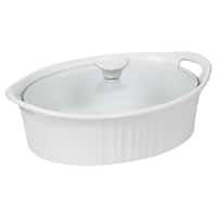 Corningware 1105935 French White Oval Casserole with Glass Cover, 2.5 Qt