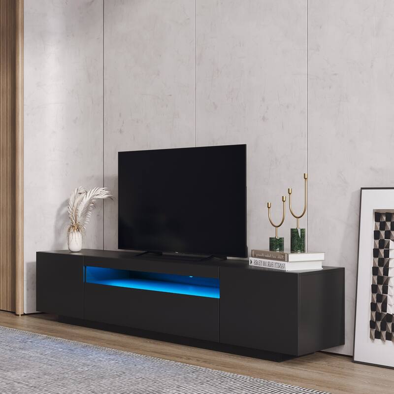 GDF Studio - Heille Modern 78.74" Wide RGB Entertainment TV Stand with Storage Drawers - Black