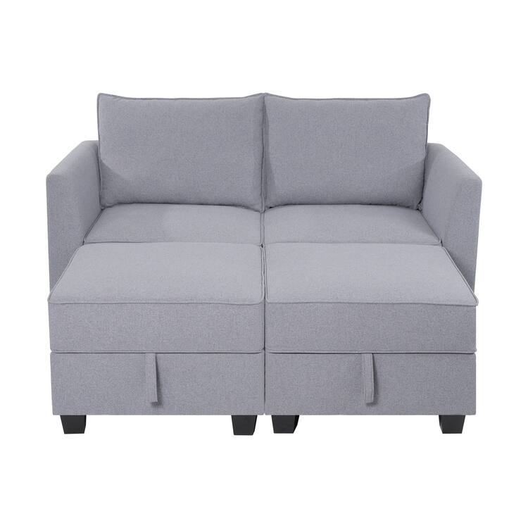 Modern DIY Convertible Modular Sectional Sofa Collection with Loveseat, Sofa, and Ottomans