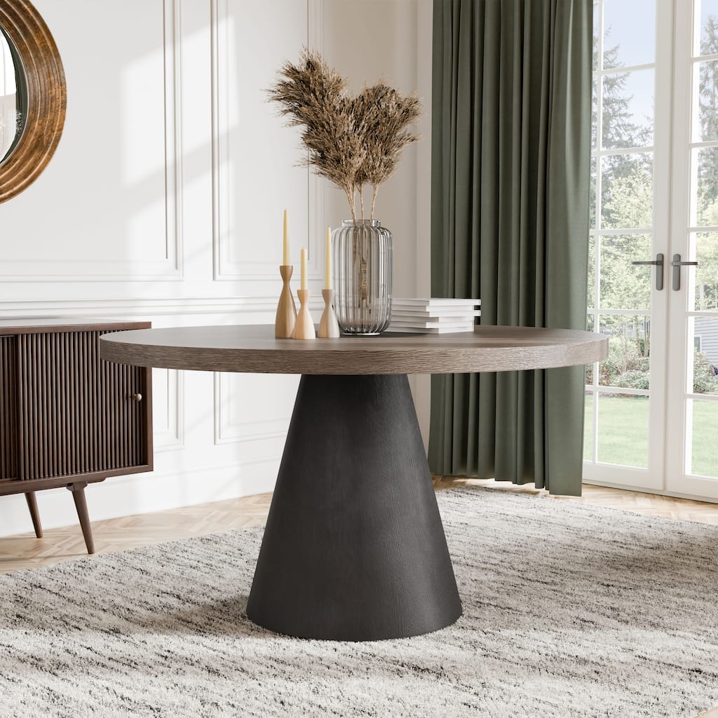 Furniture of America Callum Modern Rustic Oak Solid Wood 54-inch Round Dining Table