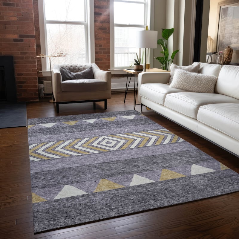 Machine Washable Indoor/ Outdoor Global Boho Chantille Rug