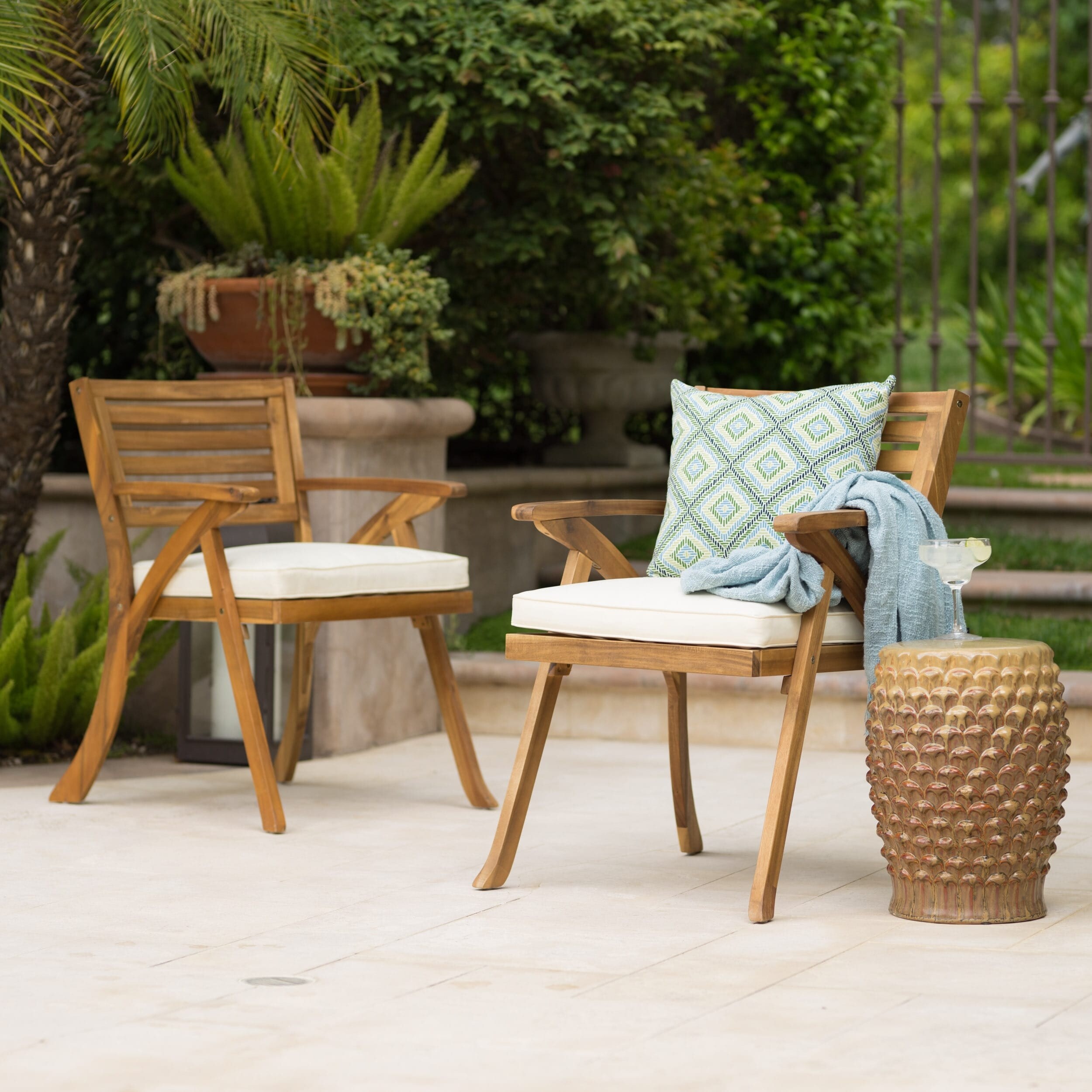 Shop Hermosa Acacia Outdoor Chairs Set Of 2 By Christopher Knight Home On Sale Overstock 15325174