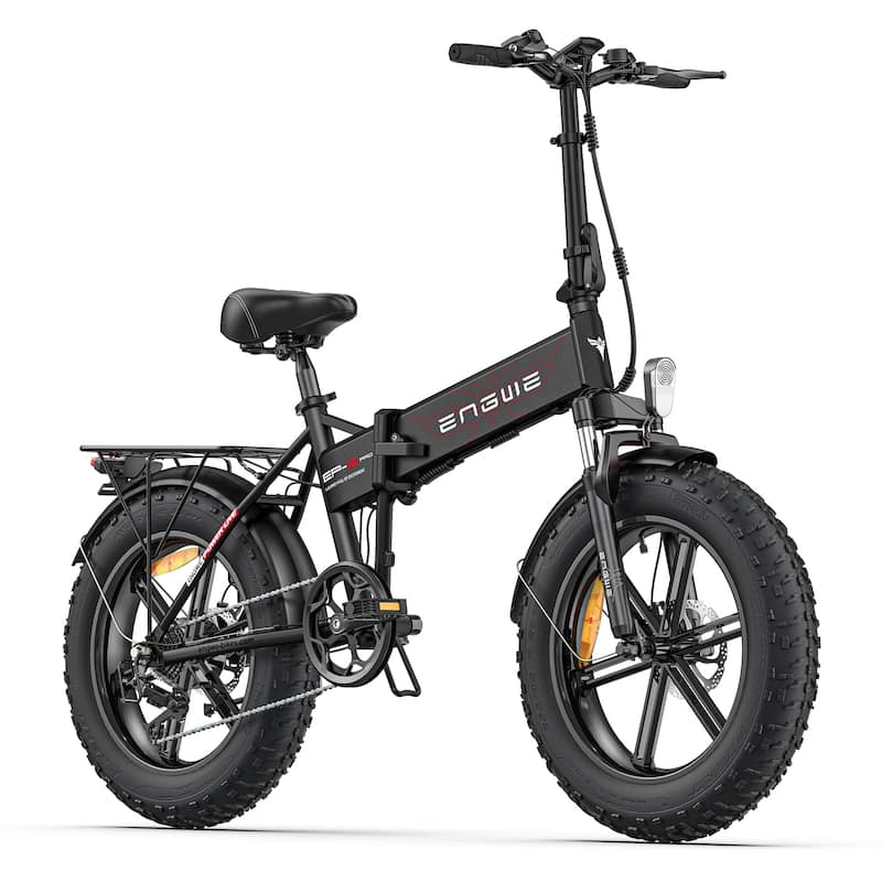 20-inch Front Shock-Absorbing Fat Tire Folding Electric Bicycle - Black