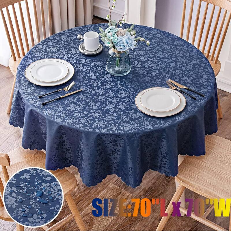 Round Table Cloth,Waterproof Heavy Duty Vinyl Tablecloths,70"L x 70"W