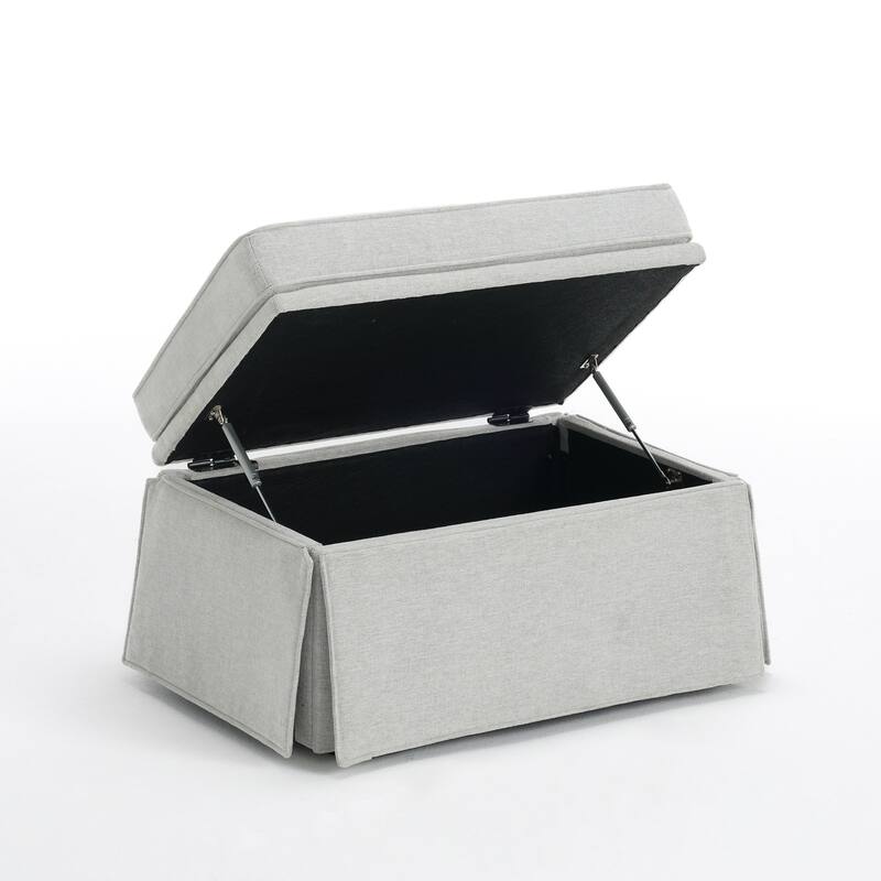 Chenille Swivel Accent Chair Storage Ottoman Set with Nailhead Trim Skirt