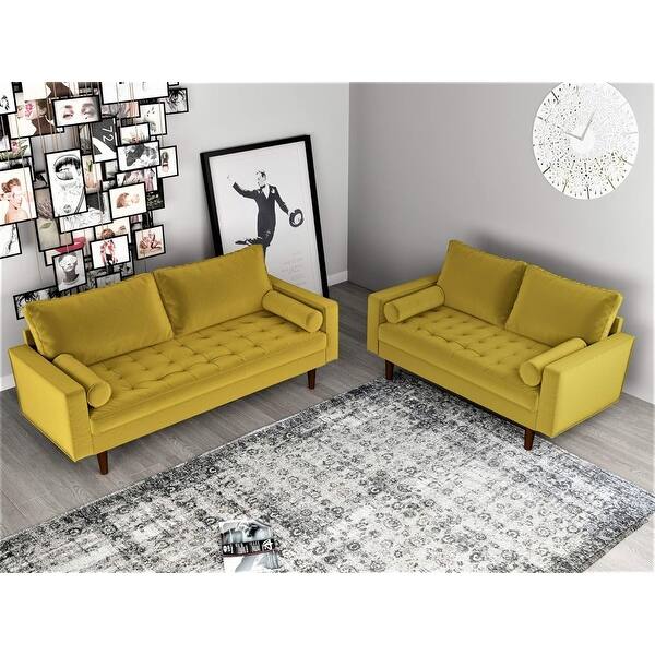 slide 2 of 14, Civa 2 Piece Living Room Set - Sofa and Loveseat Golden Yellow
