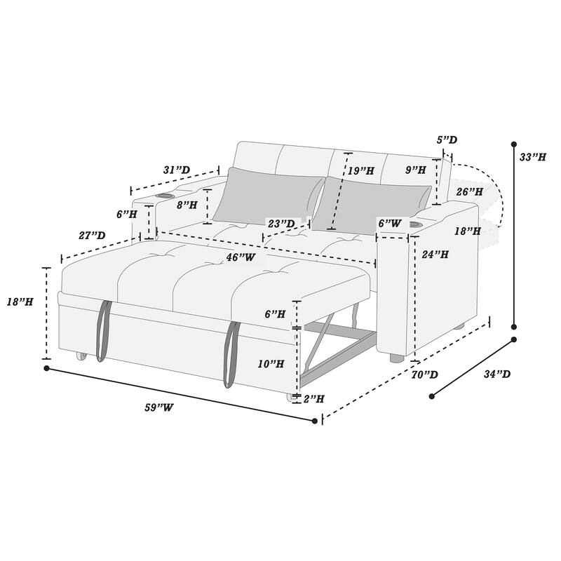 Poundex Convertible Sofa