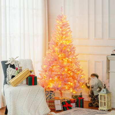 Realistic 6ft Artificial Christmas Tree with 250 Warm White LED Lights and Realistic Branches, Xmas Tree for Holiday Decor