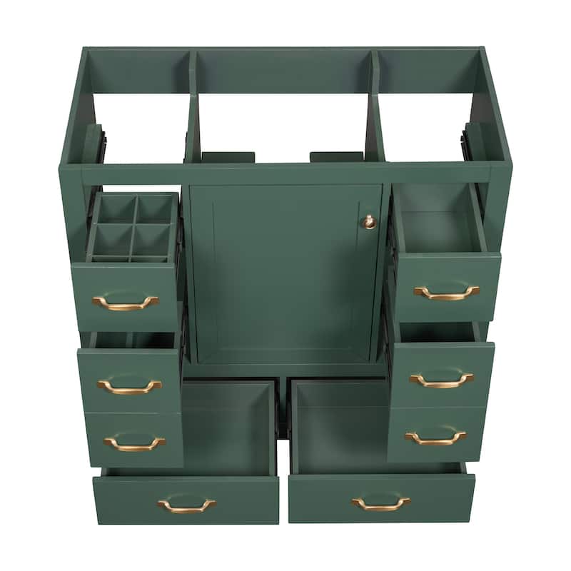 GDFStudio - Avalon 36-Inch Bathroom Vanity Cabinet Base Only, Six Drawers, Multi-Functional Drawer Divider, Painted Finish