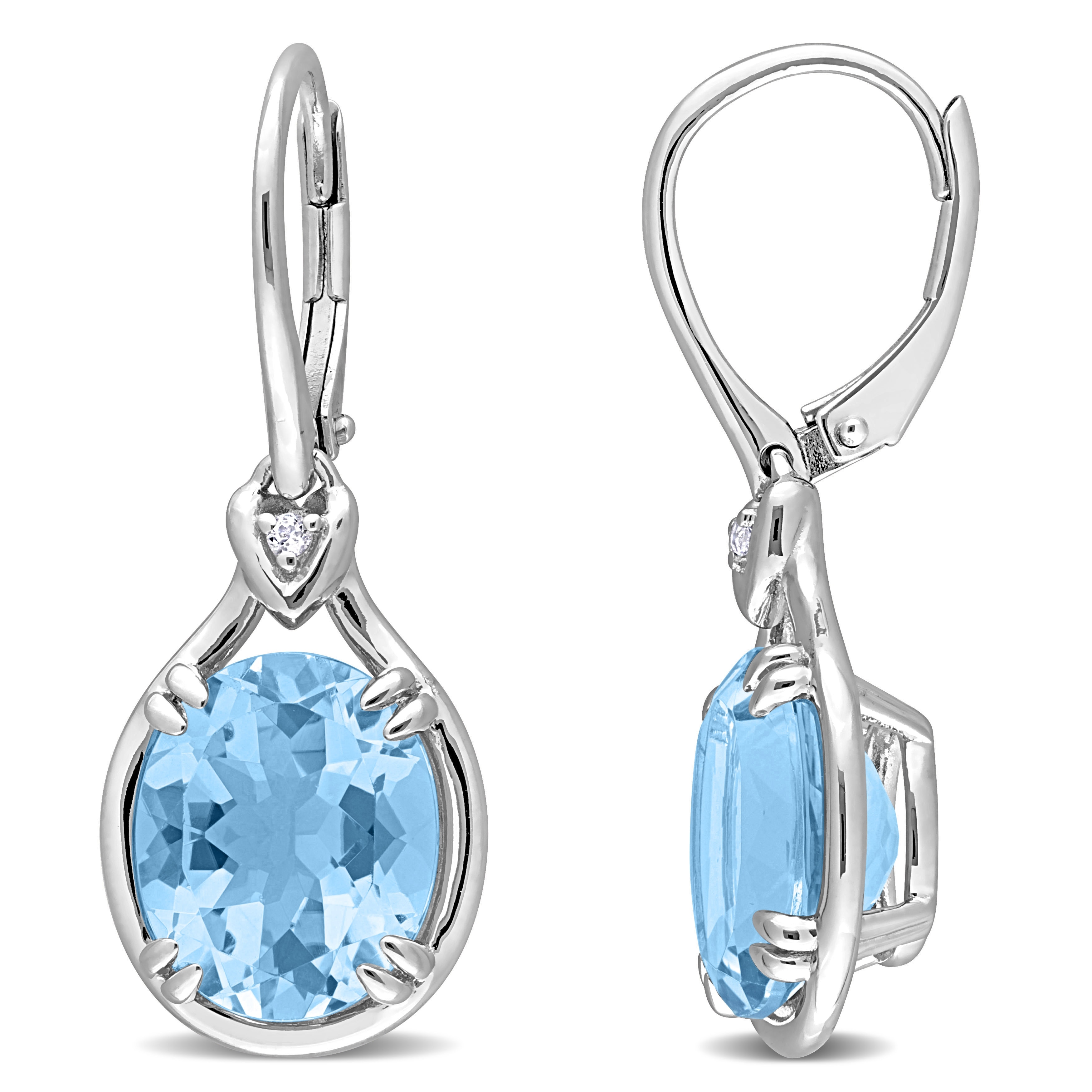 Miadora 11 3/8ct TGW Sky Blue and White Topaz Leverback Earrings Sterling Silver