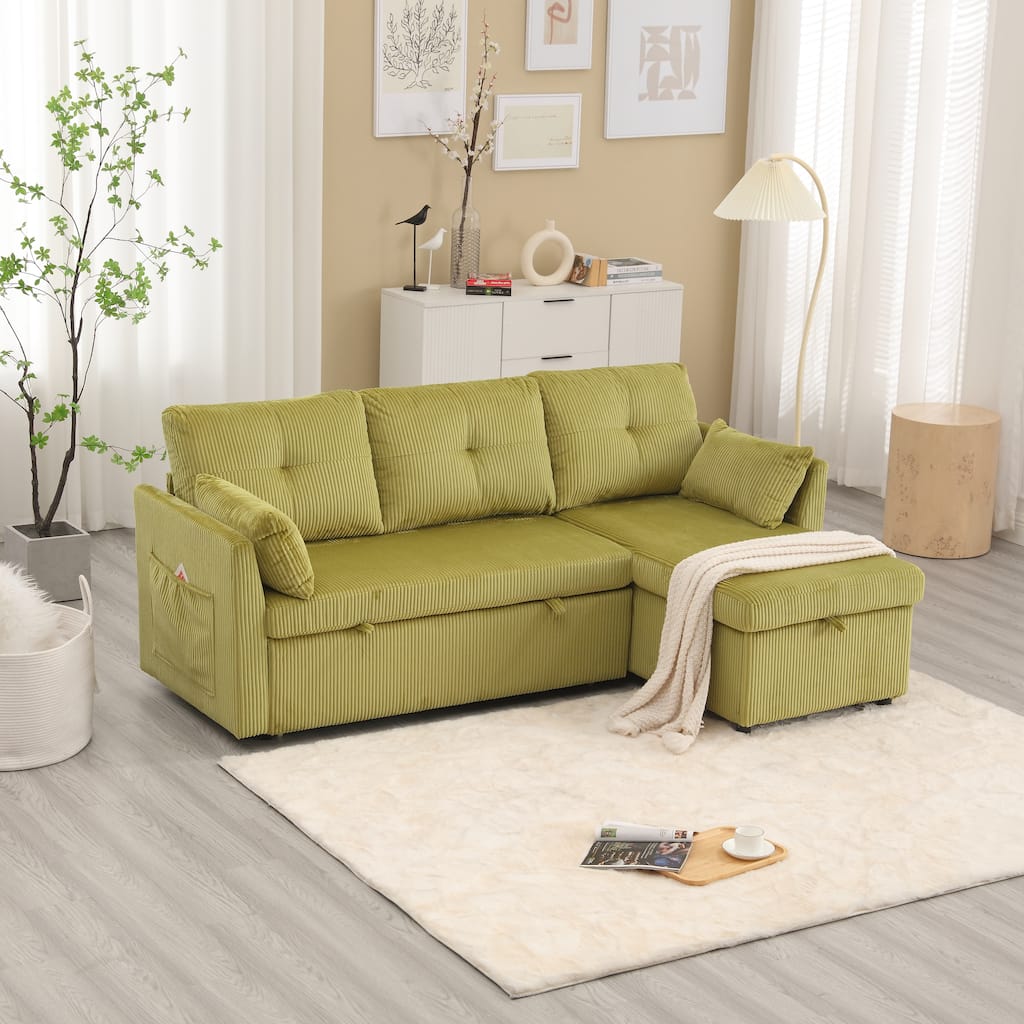 L-shaped multi-functional reversible storage Velvet combination sofa