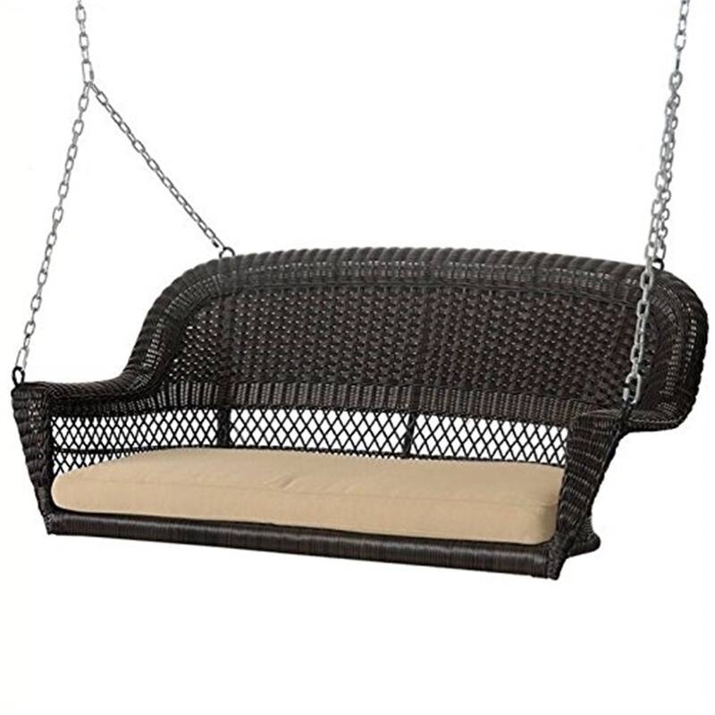 51 in. W Red Cushion in Aluminum Frame Outdoor Porch Swing with CushionGuard and Stand