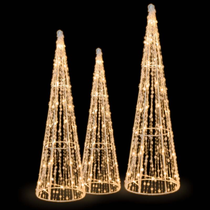 Costway Set of 3 Pre-lit Christmas Cone Trees Xmas Decoration with - See Details