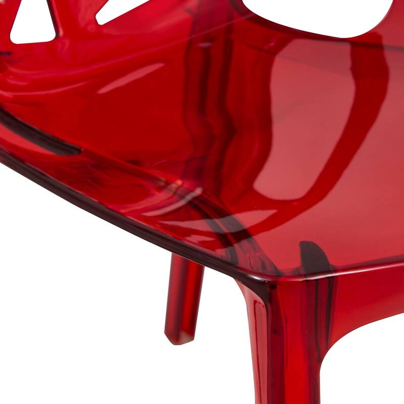 Stackable Dining Chair in Polypropylene (Set of 4) Modern Cut-out Design Backrest Accent Side Chair