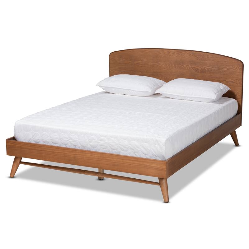 Keagan Mid-Century Modern Transitional Walnut Finished Platform Bed - Full