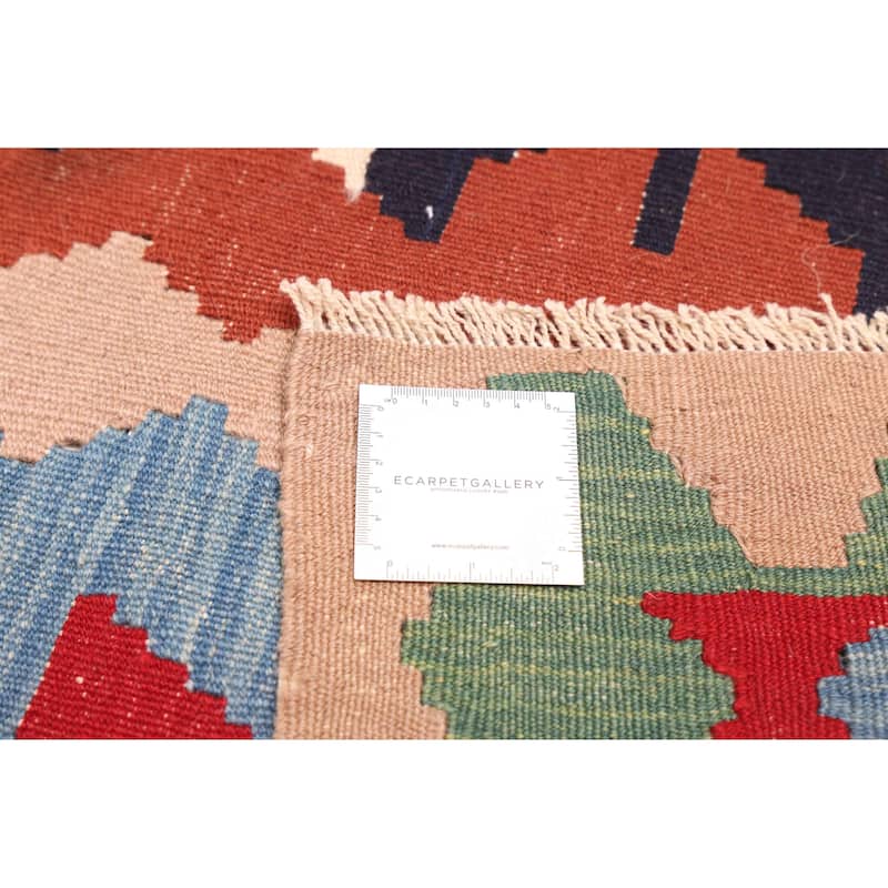 ECARPETGALLERY Flat-Weave Bold and Colorful Sky Blue Wool Kilim - 3'9 x 5'8