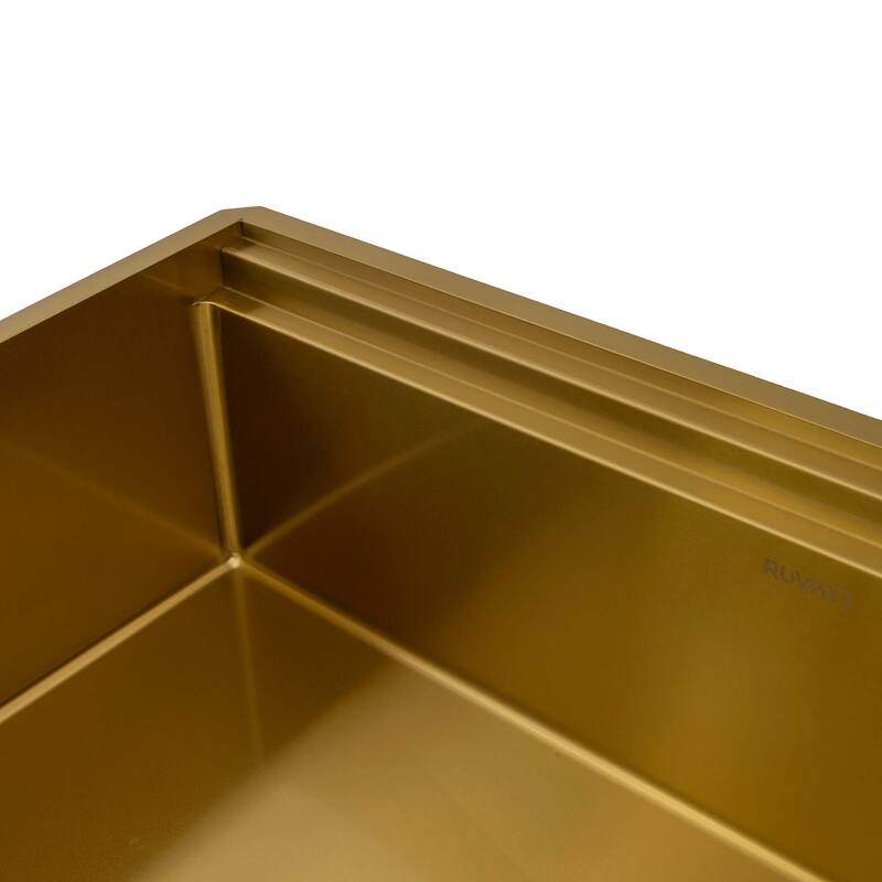 Ruvati 33-inch Matte Gold Stainless Steel Workstation Undermount Kitchen Sink - RVH6222GG