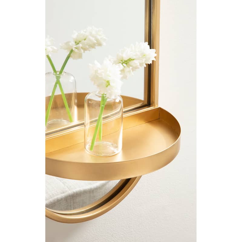 Kate and Laurel Estero Metal Oval Wall Mirror with Shelf