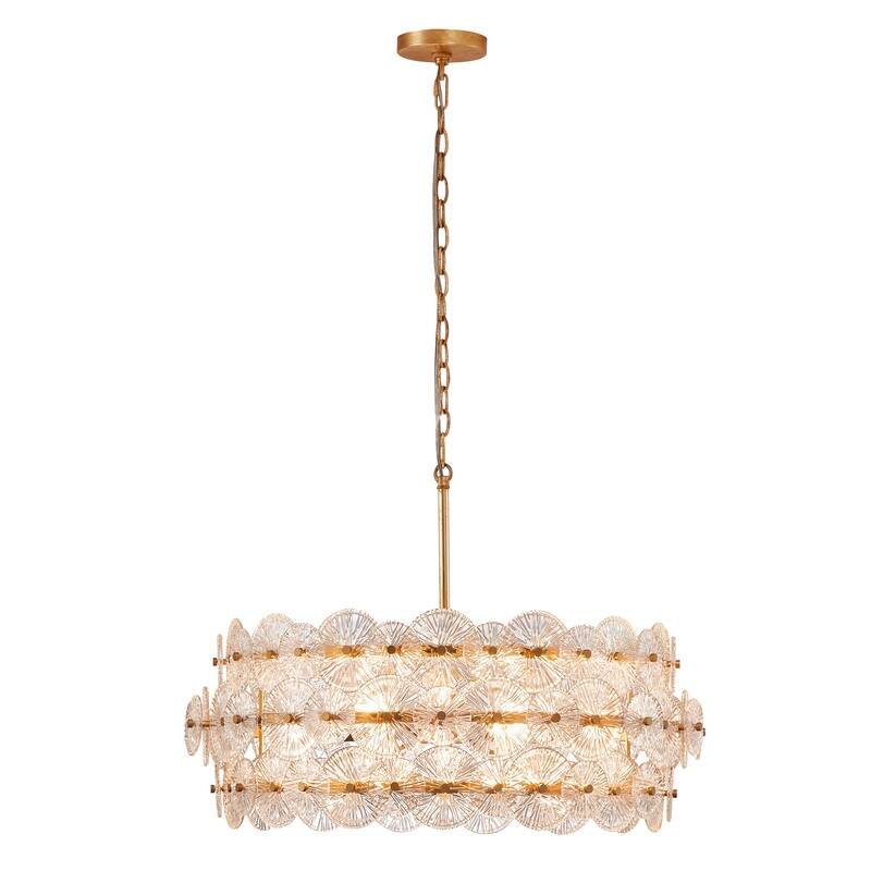 KAWOTI 6-Light Drum Glass Chandelier Pendant Lights