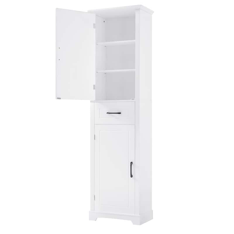 GDF Studio - Peter Modern MDF Tall Bathroom Storage Cabinet with Adjustable Shelves and Two Doors