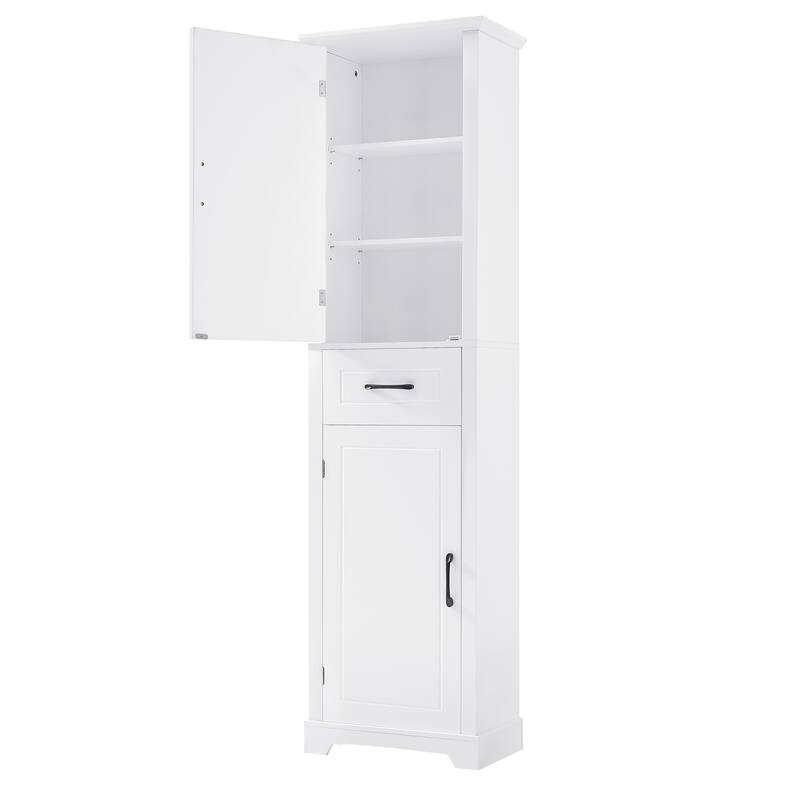 Tall Bathroom Storage Cabinet, Freestanding Storage Cabinet with Two Doors and Adjustable Shelves, Door Shelve Design