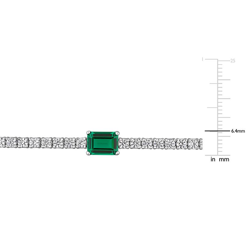 Miadora 6 3/4ct TGW Created Emerald & Created White Sapphire Bracelet in Sterling Silver