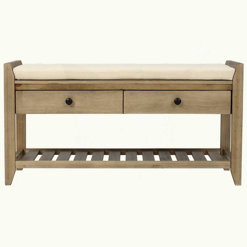 Shoe Rack with Cushioned Seat and Drawers