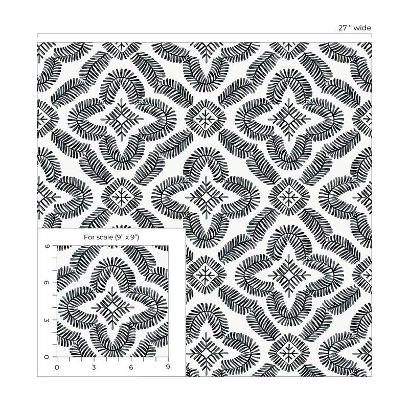 Seabrook Designs Talia Botanical Medallion Unpasted Wallpaper