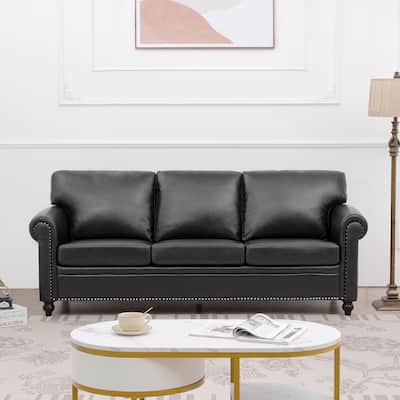3-Seater Sofa with Nail Trim, PP Cotton Backrest, Birch Legs for Modern Living