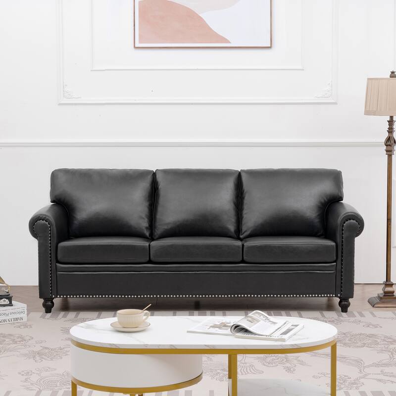 Stylish Sofa with Detachable Cushions, Pocket Spring Support & Silver Nailhead Detail - Ideal for Living Rooms