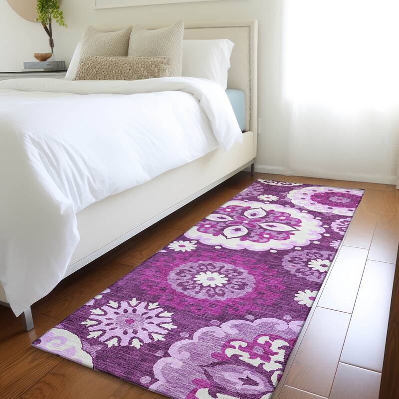 Machine Washable Indoor/ Outdoor Chantille Casual Medallion Rug