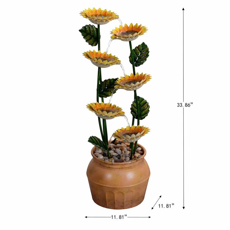 Cascading Sunflower Outdoor Garden Water Fountain - 33.75"